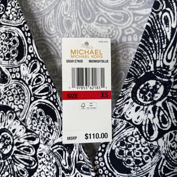 NWT Michael Kors Faux Wrap Midnight Blue Paisley Mini Dress Womens Size XS - Picture 6 of 15